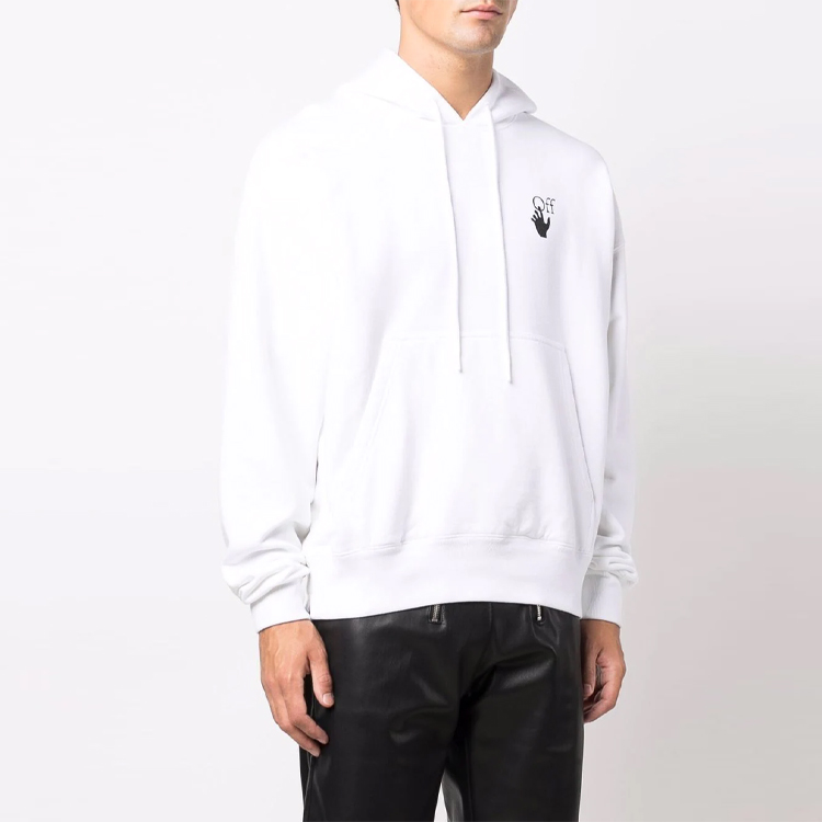OFF-WHITE FW21 Logo Drawstring Hoodie White Oversized Fit. OMBB085F21FLE0110110 圖 5