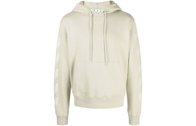 OFF-WHITE FW21 Logo Graphic Hoodie Regular Fit Light Green. OMBB034F21FLE0041717