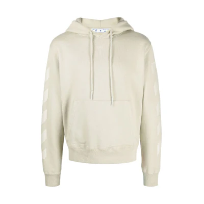 OFF-WHITE FW21 Logo Graphic Hoodie Regular Fit Light Green. OMBB034F21FLE0041717