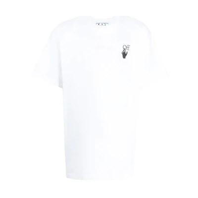 OFF-WHITE FW21 Logo Graphic White Loose-Fit T-Shirt Crewneck. OMAA038F21JER0060184