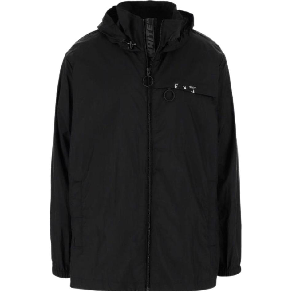 Off-White FW21 Logo Jacket Black Loose Fit Windbreaker OMEB014F21FAB0011001