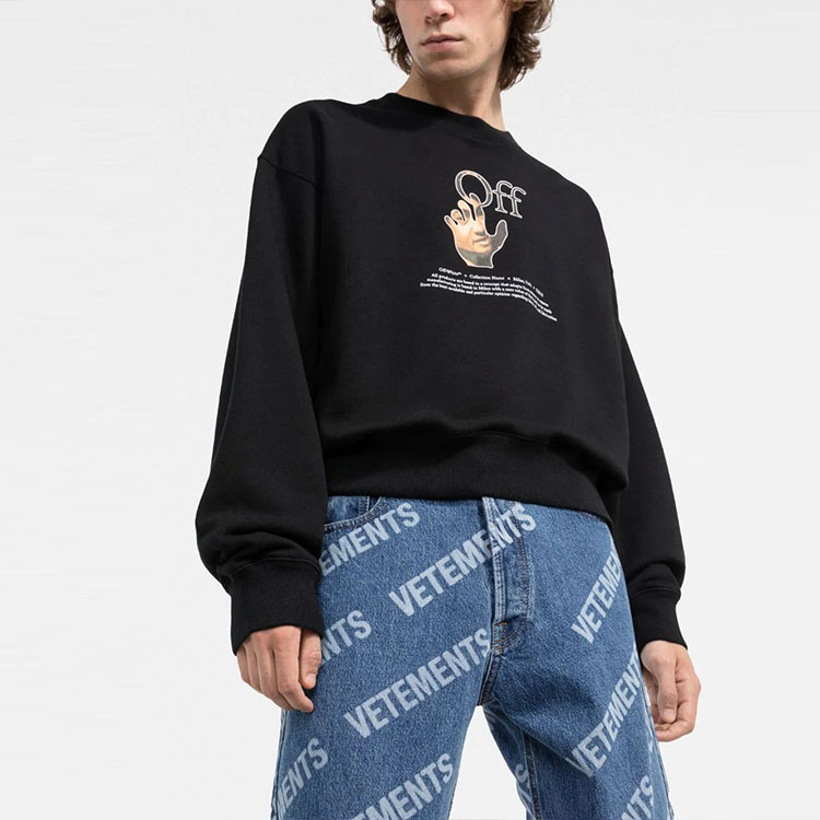 Purchase Sudadera Negra OFF-WHITE FW21 Logo Print de Manga Larga - Corte Holgado OMBA035F21FLE0031084