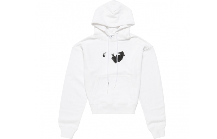 OFF-WHITE FW21 Logo Print Pullover Hoodie Relaxed Fit White OMBB037F21FLE0160110
