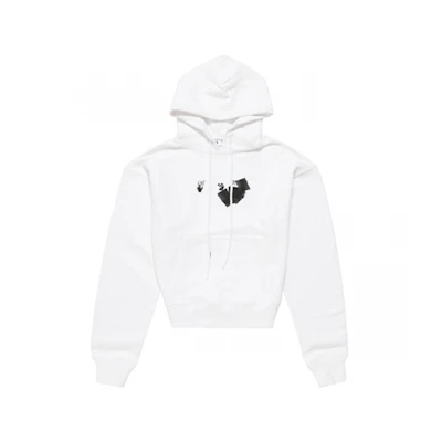 OFF-WHITE FW21 Logo Print Pullover Hoodie Relaxed Fit White OMBB037F21FLE0160110
