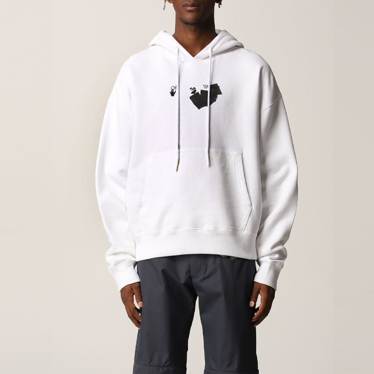 OFF-WHITE FW21 Logo Print Pullover Hoodie Relaxed Fit White OMBB037F21FLE0160110 圖 4