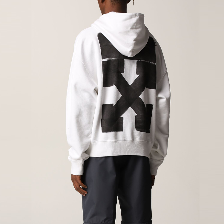 OFF-WHITE FW21 Logo Print Pullover Hoodie Relaxed Fit White OMBB037F21FLE0160110 圖 5