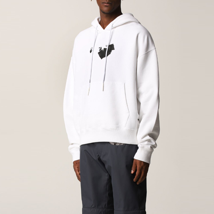 OFF-WHITE FW21 Logo Print Pullover Hoodie Relaxed Fit White OMBB037F21FLE0160110 圖 6