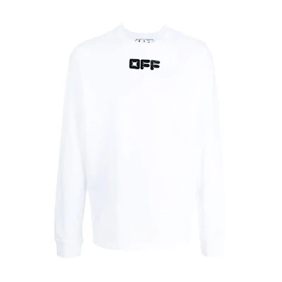 OFF-WHITE FW21 Logo Print White Oversized Long Sleeve Sweatshirt . OMAB064F21JER0050110
