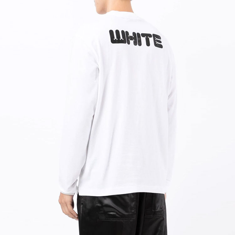 Purchase 오프 화이트 FW21 로고 프린트 화이트 오버사이즈 긴팔 스웻셔츠. OMAB064F21JER0050110