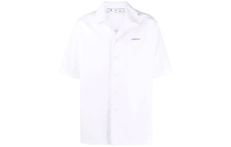 OFF-WHITE FW21 Logo Short Sleeve Shirt Oversized Fit White Men’s. OMGA196F21FAB0040184