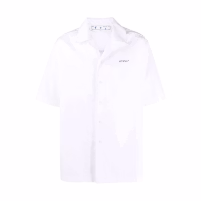 OFF-WHITE FW21 Logo Short Sleeve Shirt Oversized Fit White Men’s. OMGA196F21FAB0040184