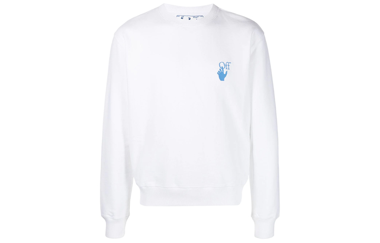 OFF-WHITE FW21 Logo Slogan Pullover Sweatshirt Regular Fit White - OMBA025F21FLE0040184