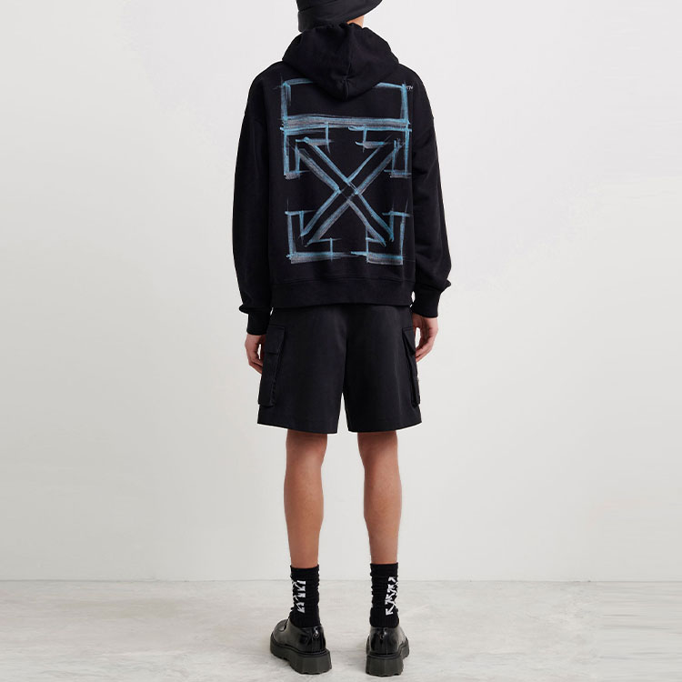 Shop Sudadera Negra OFF-WHITE FW21 Logo Marker Relaxed Fit. OMBB085F21FLE0181084