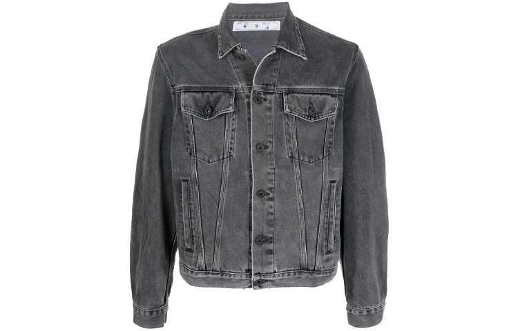 Order オフホワイト FW21 スリムフィット デニムジャケット グレー ファッションアウター OMYE054F21DEN0030601