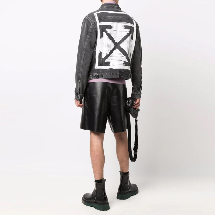 Purchase オフホワイト FW21 スリムフィット デニムジャケット グレー ファッションアウター OMYE054F21DEN0030601