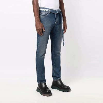 OFF-WHITE FW21 藍色收腰帶修身牛仔褲 休閒丹寧褲 OMYA127F21DEN0024501 Shop OFF-WHITE FW21 藍色收腰帶修身牛仔褲 休閒丹寧褲 OMYA127F21DEN0024501