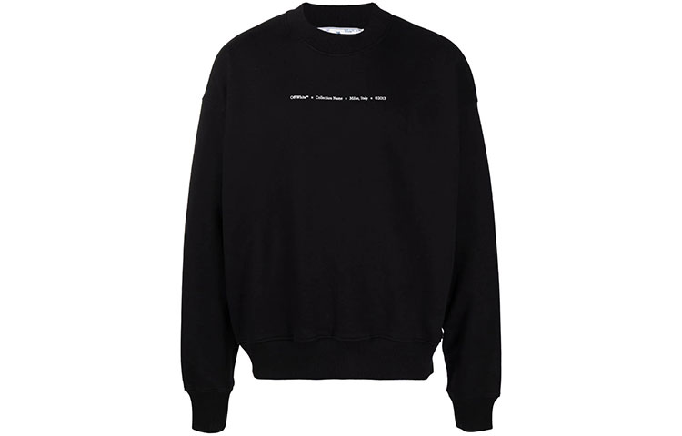 OFF-WHITE FW21 Tornado Arrow Logo Print Pullover Crewneck Sweatshirt Black. OMBA054F21FLE0081084