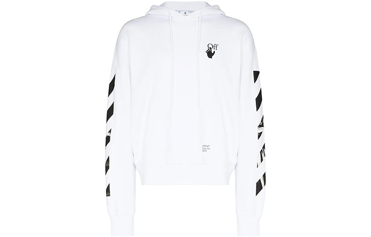 Order OFF-WHITE FW21 Hoodie Putih Lengan Panjang Sweatshirt OMBB037F21FLE0100110