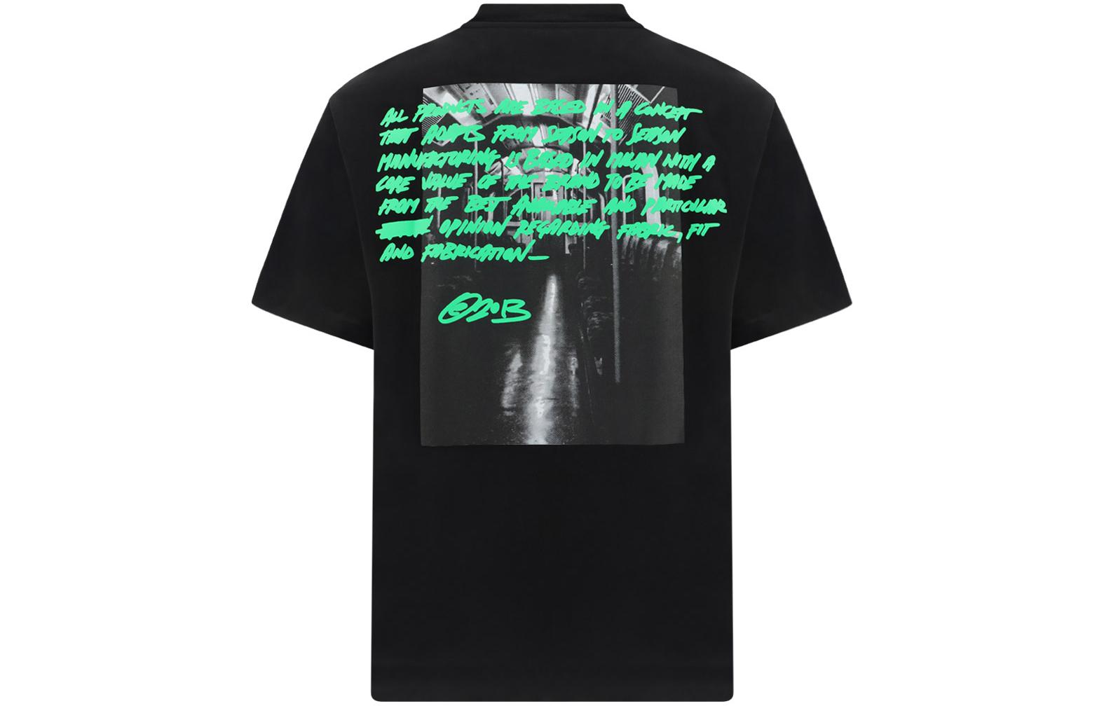 Lookbook オフホワイト FW22 ブラック レタープリント ルーズフィット 半袖Tシャツ OMAA120F22JER0071070