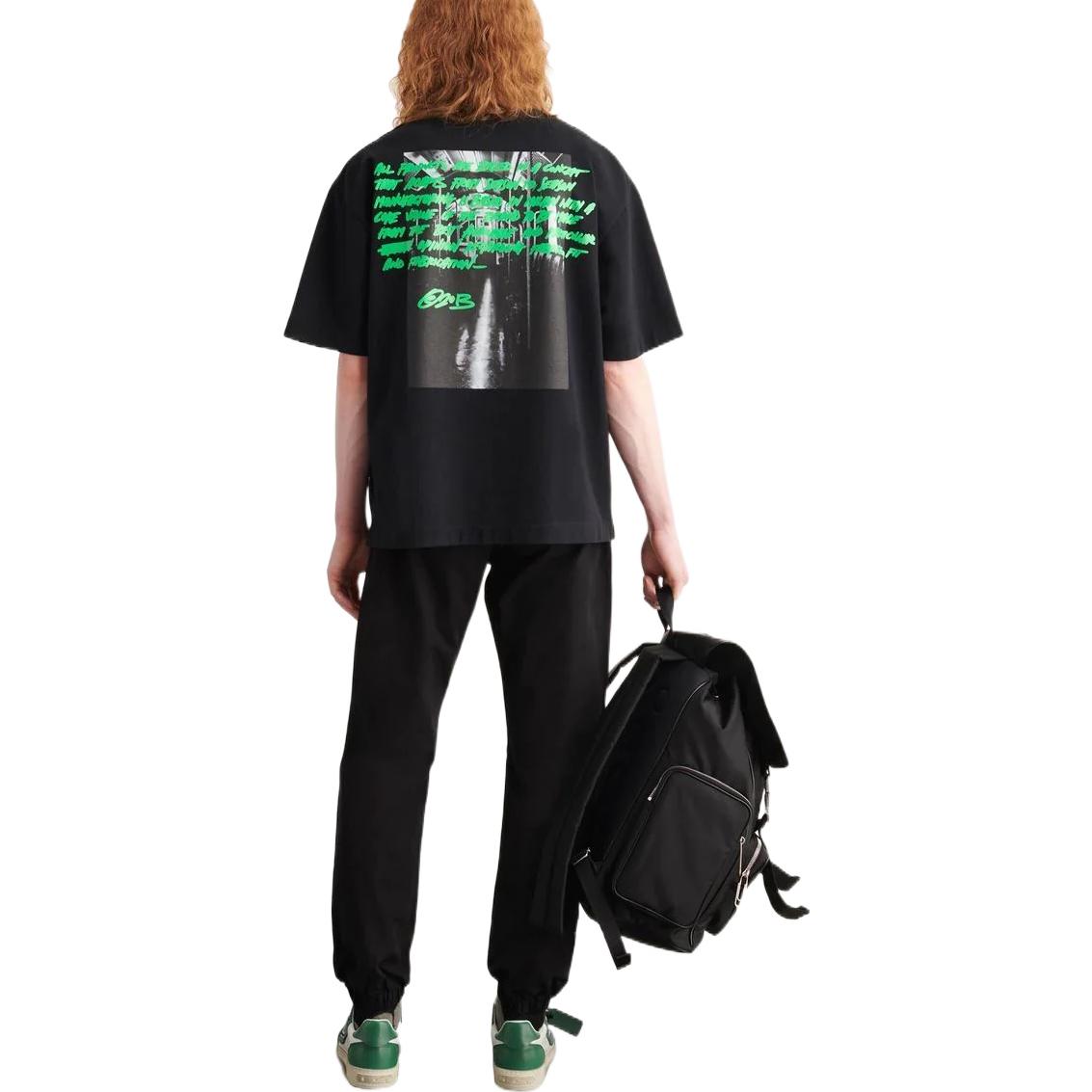 Purchase オフホワイト FW22 ブラック レタープリント ルーズフィット 半袖Tシャツ OMAA120F22JER0071070