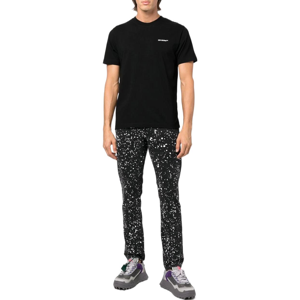 Lookbook OFF-WHITE 黑色条纹涂漆修身牛仔裤 FW22 OMYA074F22DEN0011001