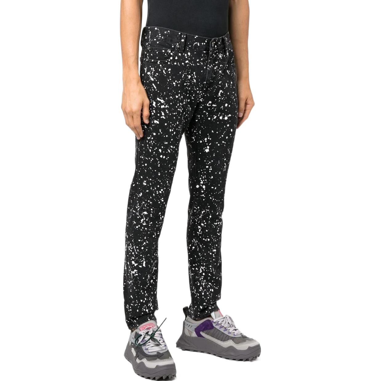 Purchase OFF-WHITE 黑色条纹涂漆修身牛仔裤 FW22 OMYA074F22DEN0011001