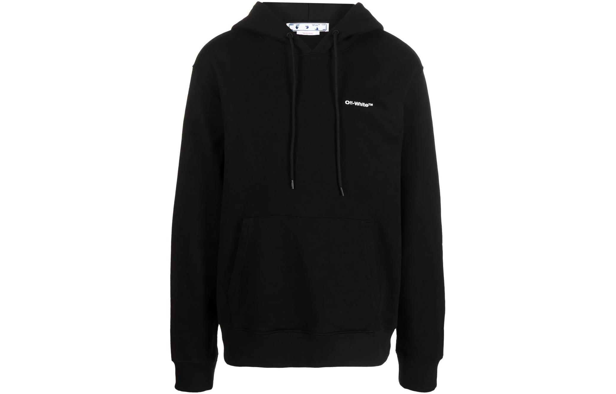 OFF-WHITE FW22  Black Wave Striped Long Sleeve Hoodie Regular Fit OMBB097F22FLE0151001