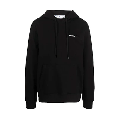OFF-WHITE FW22 Black Wave Striped Long Sleeve Hoodie Regular Fit OMBB097F22FLE0151001