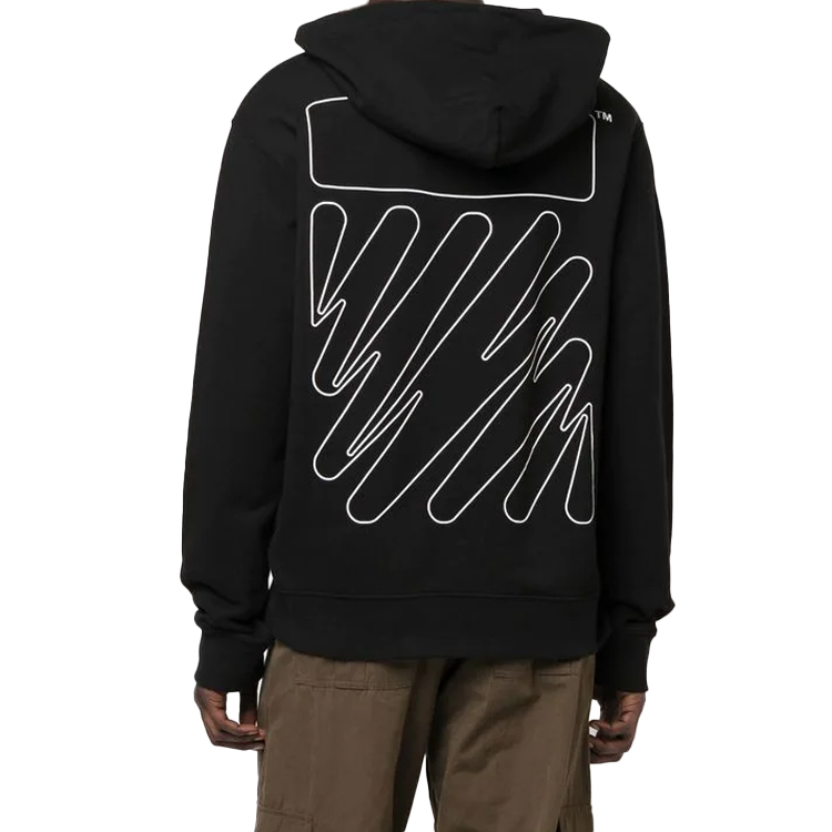 OFF-WHITE FW22  Black Wave Striped Long Sleeve Hoodie Regular Fit OMBB097F22FLE0151001 圖 4