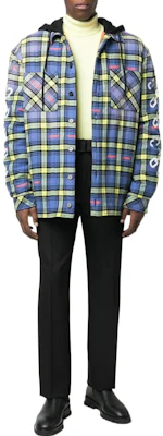 OFF-WHITE 2022秋冬蓝色格纹拼接连帽外套标准版型 OMEA360F22FAB0024201 Lookbook OFF-WHITE 2022秋冬蓝色格纹拼接连帽外套标准版型 OMEA360F22FAB0024201