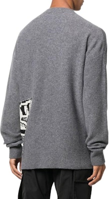 오프화이트 FW22 그레이 청키 니트 울 스웨터 크루넥 풀오버 OMHE125F22KNI0010610-MEDIUM Shop 오프화이트 FW22 그레이 청키 니트 울 스웨터 크루넥 풀오버 OMHE125F22KNI0010610-MEDIUM