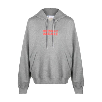 OFF-WHITE FW22 Arrow Graphic Print Hoodie Grey Oversized Fit. OMBB085F22FLE0070825