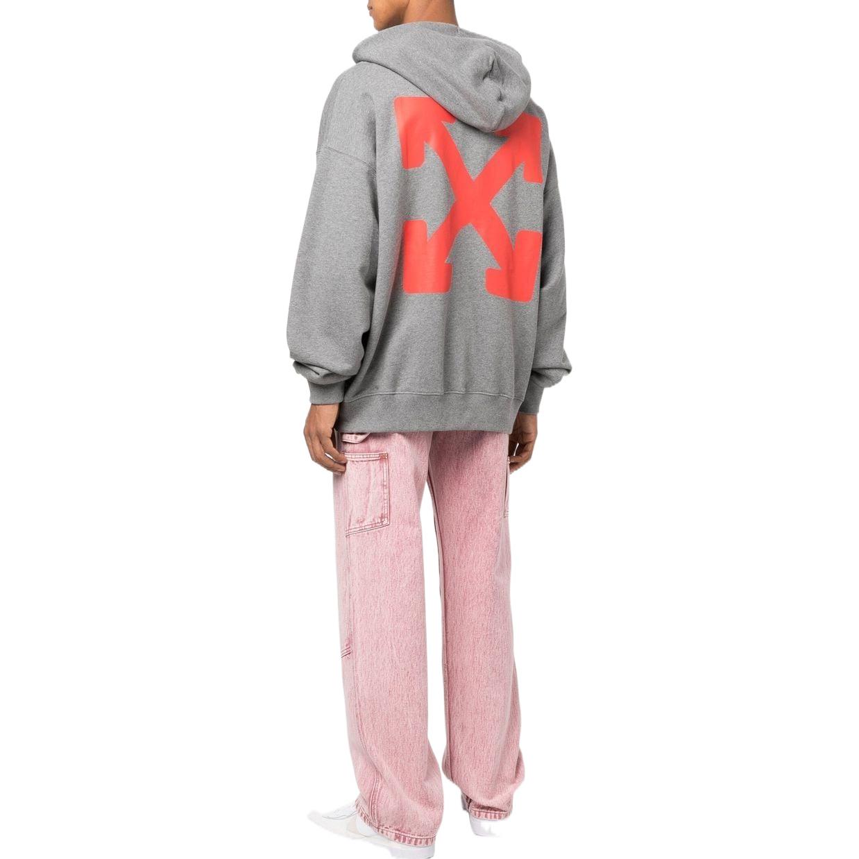 Lookbook OFF-WHITE FW22 Arrow Graphic Print Hoodie Grey  Oversized Fit. OMBB085F22FLE0070825