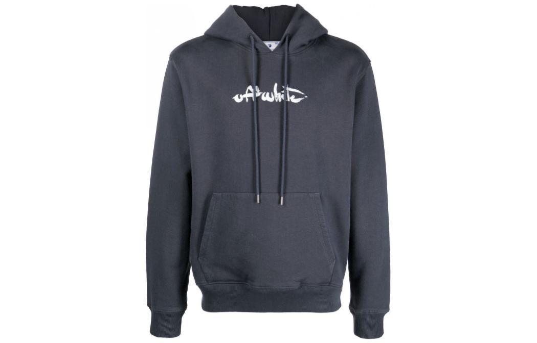 OFF-WHITE FW22 Arrow Graphic Print Hoodie Grey Regular Fit Long Sleeve OMBB097F22FLE0084601