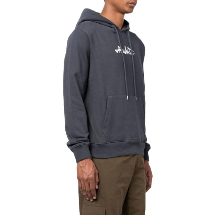 Shop OFF-WHITE FW22箭头图案灰色连帽衫休闲版长袖卫衣 OMBB097F22FLE0084601