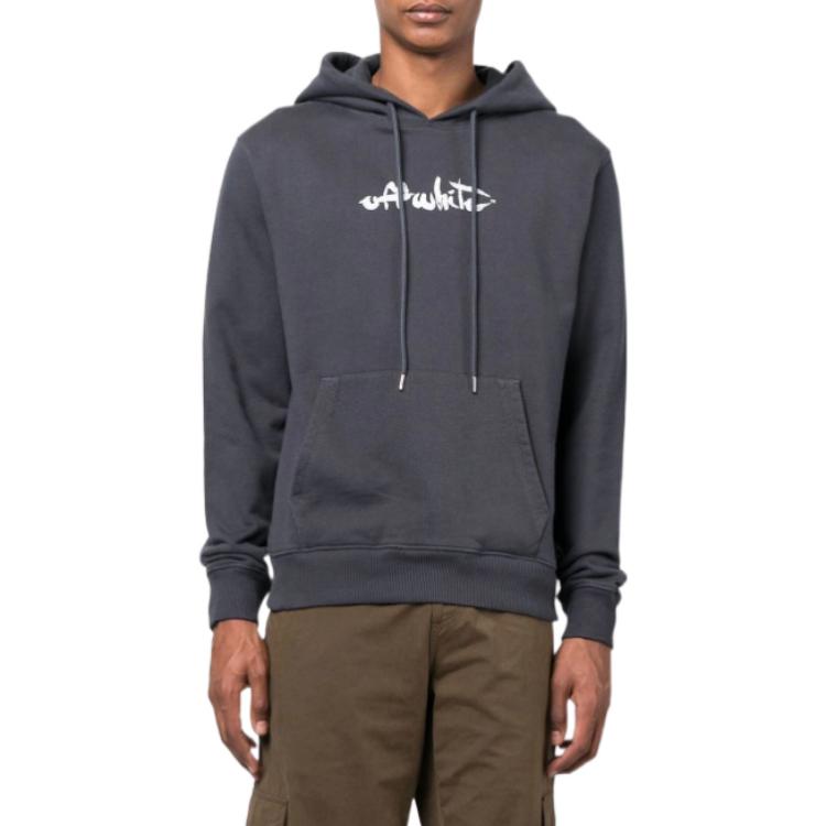 Purchase OFF-WHITE FW22箭头图案灰色连帽衫休闲版长袖卫衣 OMBB097F22FLE0084601