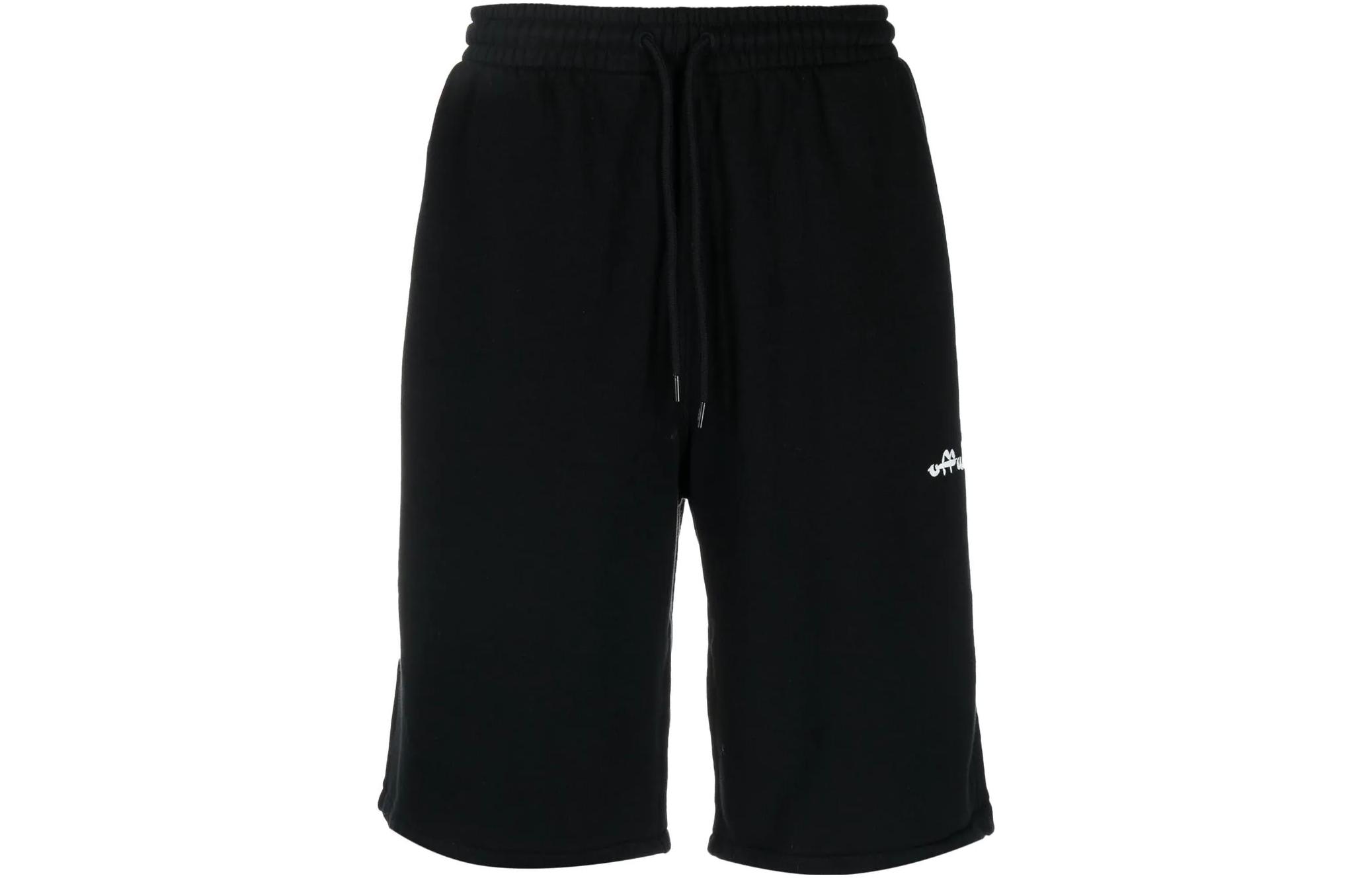 OFF-WHITE FW22 Arrow Print Drawstring Shorts Black  Loose Fit OMCI013F22FLE0021001