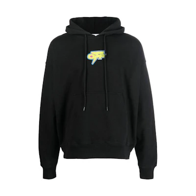 OFF-WHITE FW22 Arrows Print Hoodie Black Slim Fit秋冬 Long Sleeve. OMBB085F22FLE0041070