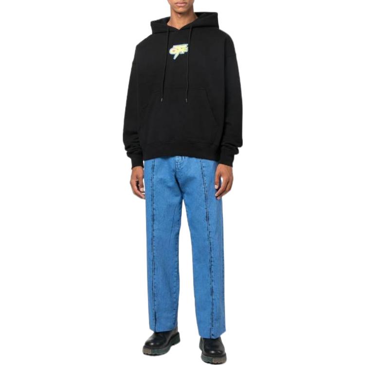 Lookbook OFF-WHITE FW22 Arrows Print Hoodie Black Slim Fit Long Sleeve. OMBB085F22FLE0041070