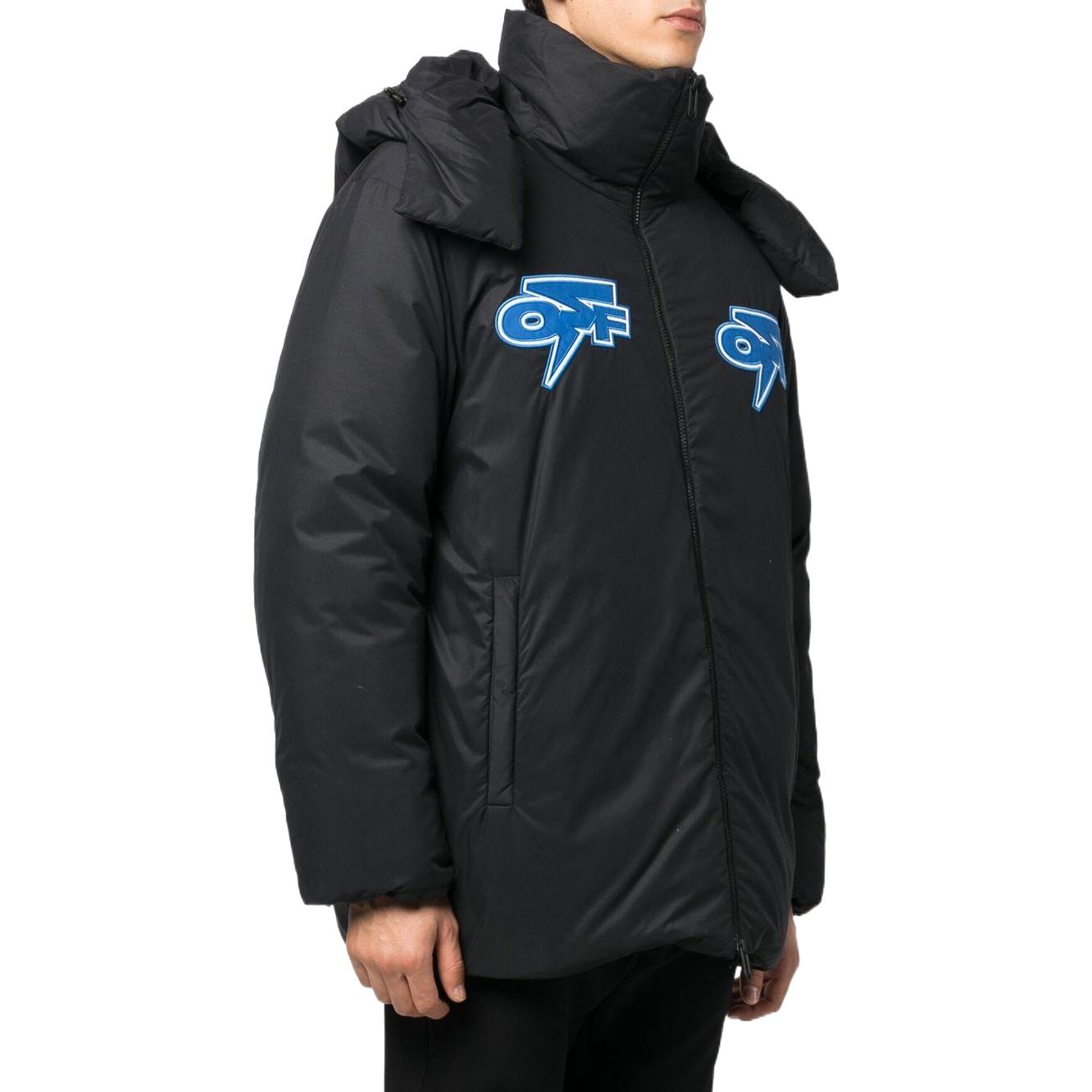 Purchase OFF-WHITE FW22 Black Casual Logo Patch Long Sleeve Hooded Jacket Men OMED057F22FAB0021045