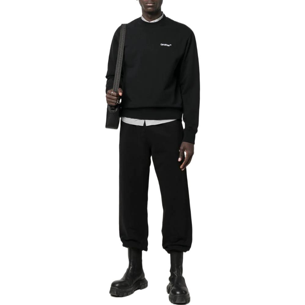 Lookbook OFF-WHITE FW22 Black Logo Print Crewneck Long Sleeve Sweatshirt  Regular Fit OMBA057C99FLE01010011001