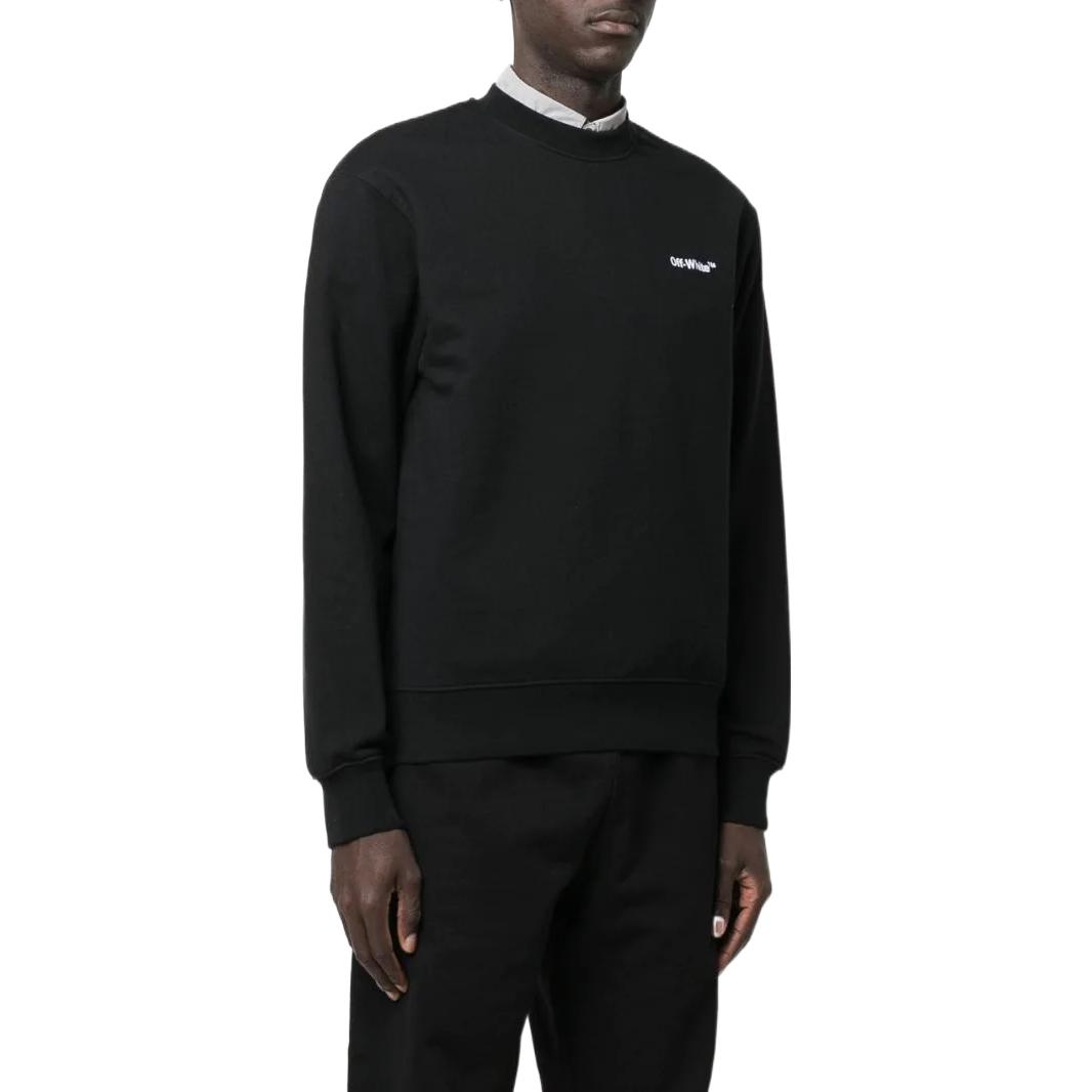 Purchase OFF-WHITE FW22 Black Logo Print Crewneck Long Sleeve Sweatshirt  Regular Fit OMBA057C99FLE01010011001