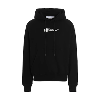 OFF-WHITE FW22 Black Logo Print Hoodie Oversized Fit Autumn Wear OMBB085F22FLE0021001