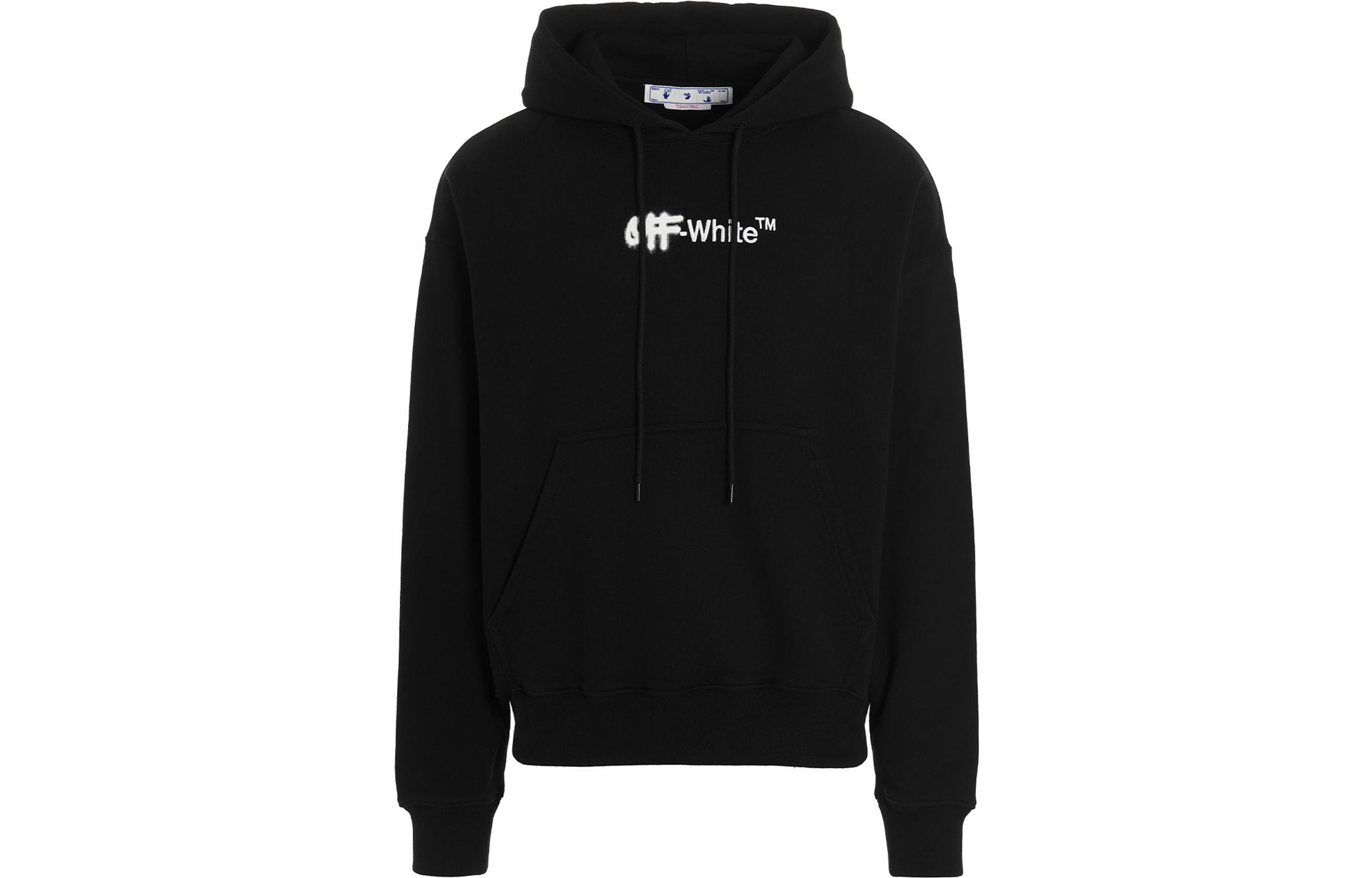 OFF-WHITE FW22 Black Logo Print Hoodie  Oversized Fit Autumn Wear OMBB085F22FLE0021001 圖 2