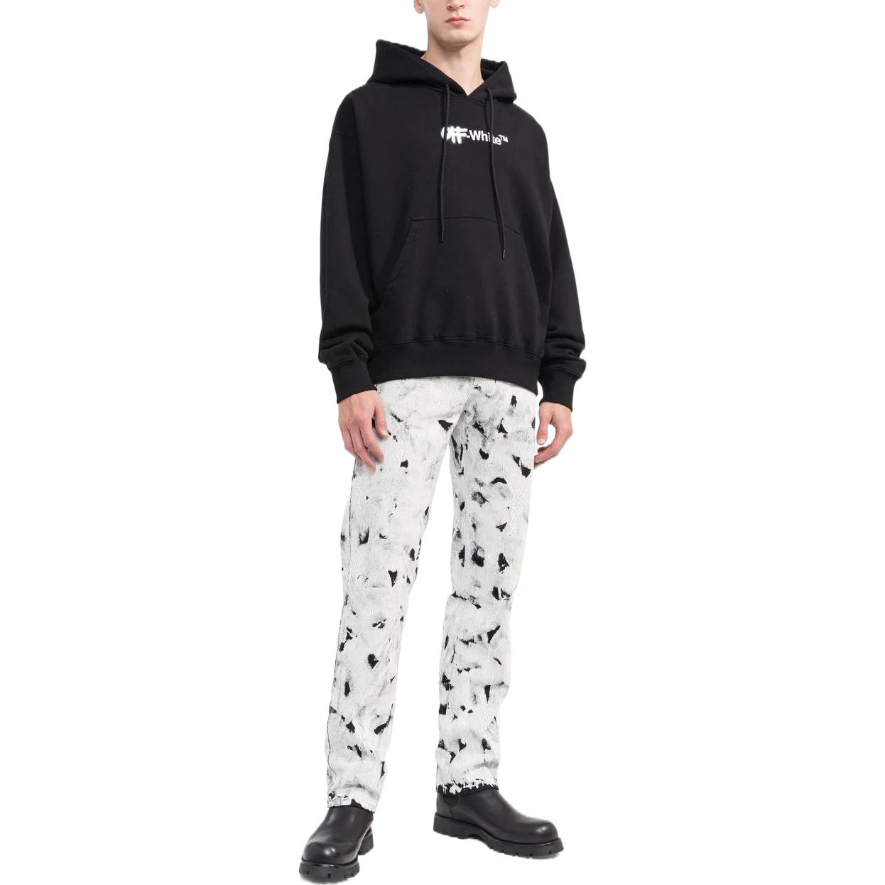 OFF-WHITE FW22 Black Logo Print Hoodie  Oversized Fit Autumn Wear OMBB085F22FLE0021001 圖 4