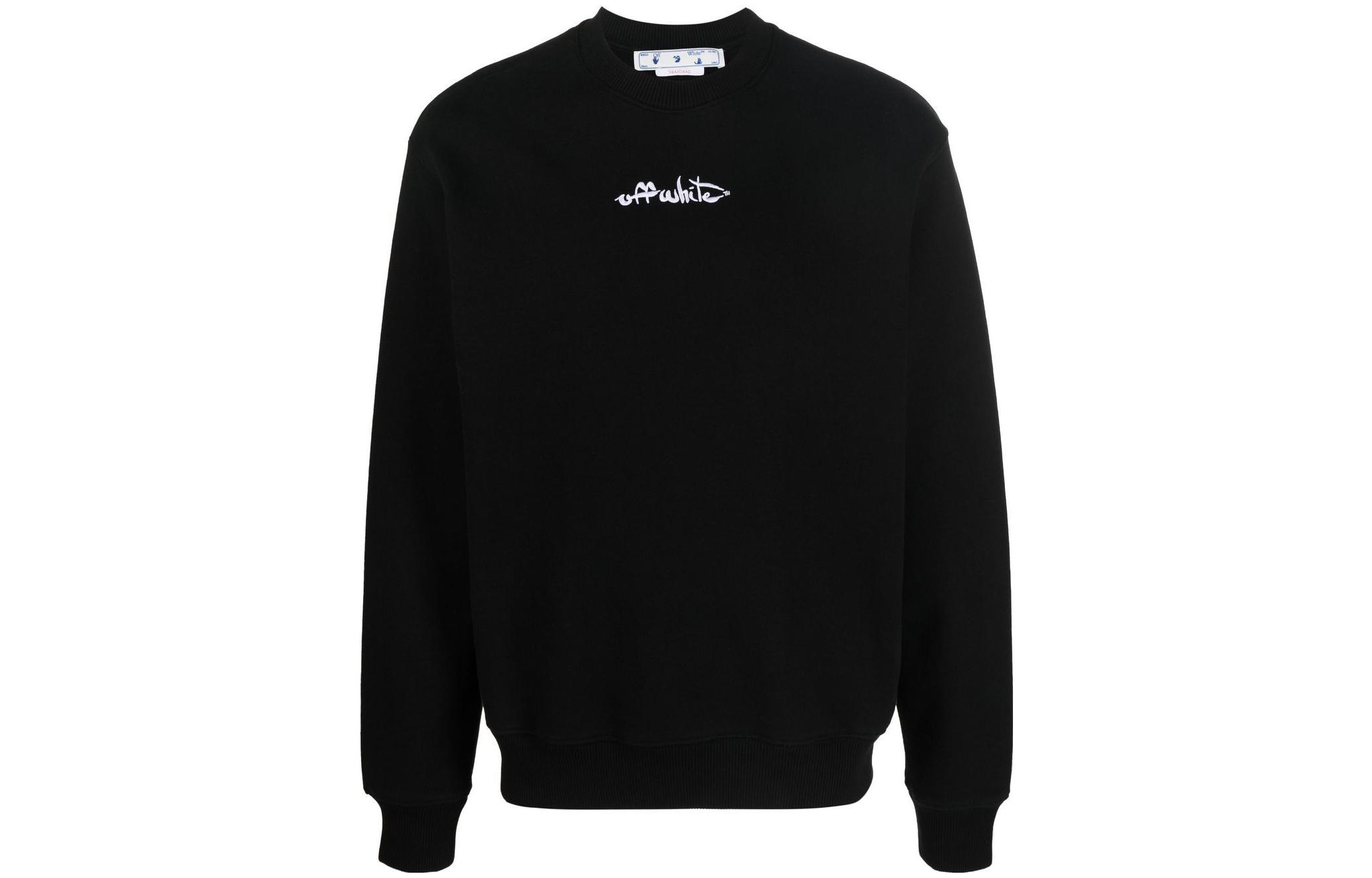 Off-White FW22 Black Logo Print Pullover Sweatshirt Regular Fit Men OMBA057F22FLE0031001