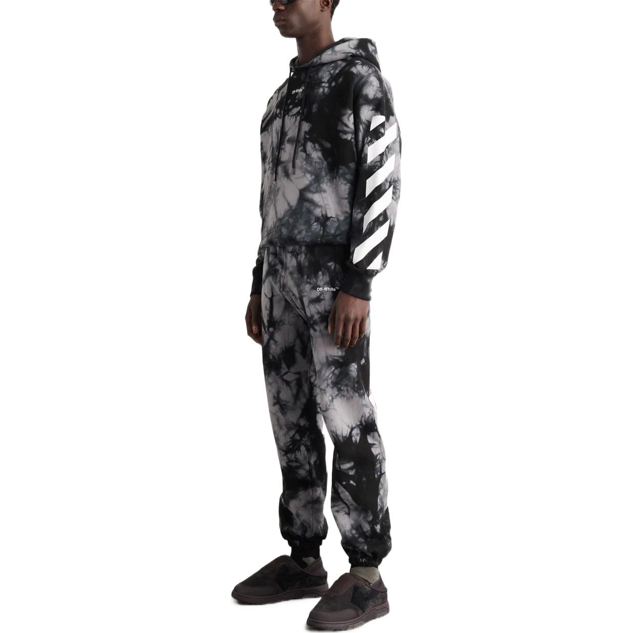 Purchase OFF-WHITE FW22 Black Marble Print Jogger Sweatpants OMCH029F22FLE0090701