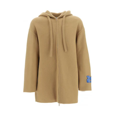 OFF-WHITE FW22 Brown Oversized Zip-Up Hoodie for Men OMEA330F22FAB0016200