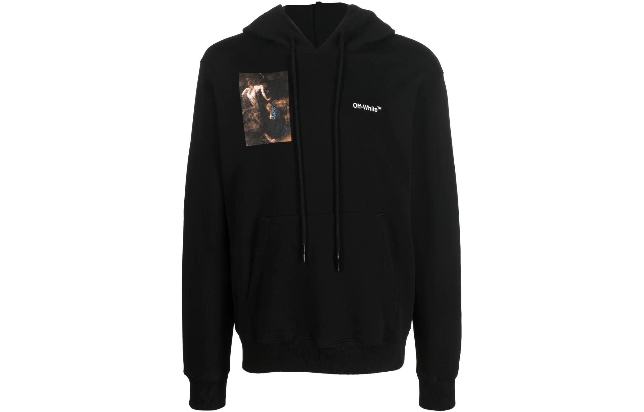 OFF-WHITE FW22 Character Print Black Hoodie  Loose Fit OMBB097C99FLE0101001