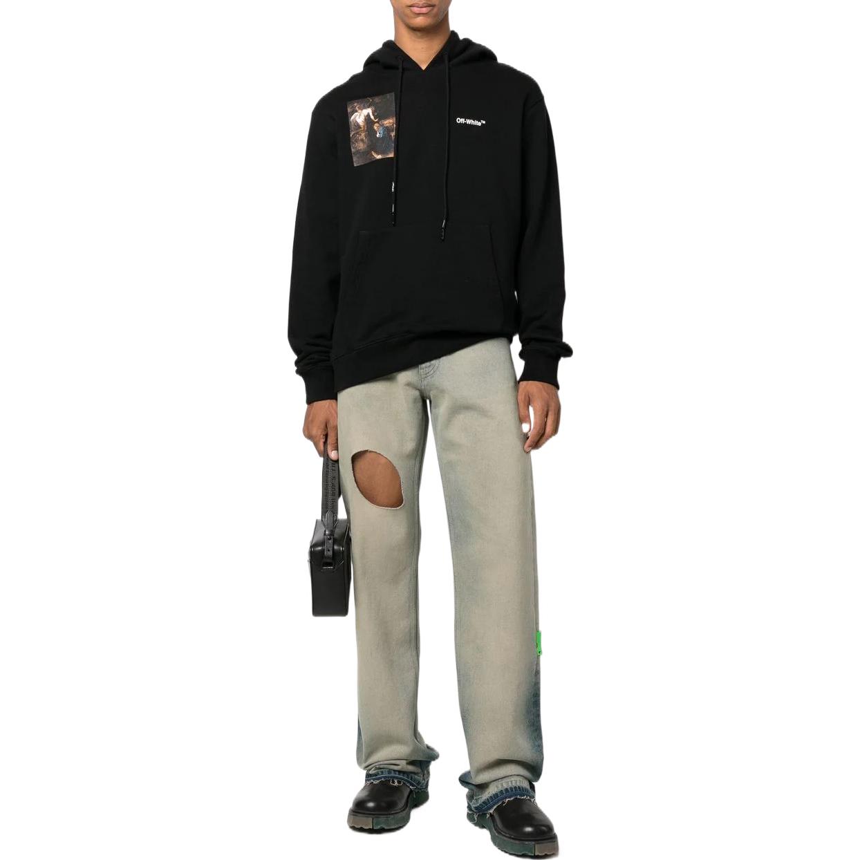 OFF-WHITE FW22 Character Print Black Hoodie  Loose Fit OMBB097C99FLE0101001 圖 3